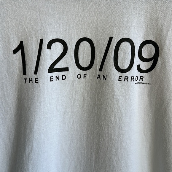 Gildan 1/20/09: The End of an Error white T-shirt with black message, size XL - Picture 2 of 6